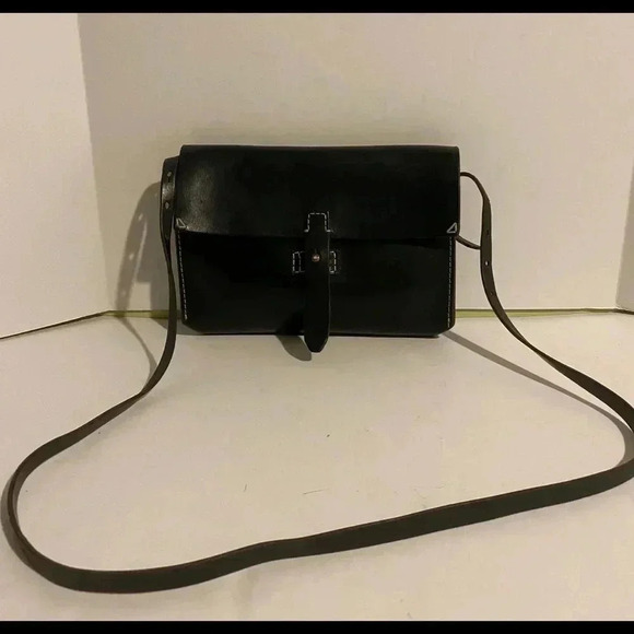 Madewell Black leather shoulder handbag - Picture 1 of 12